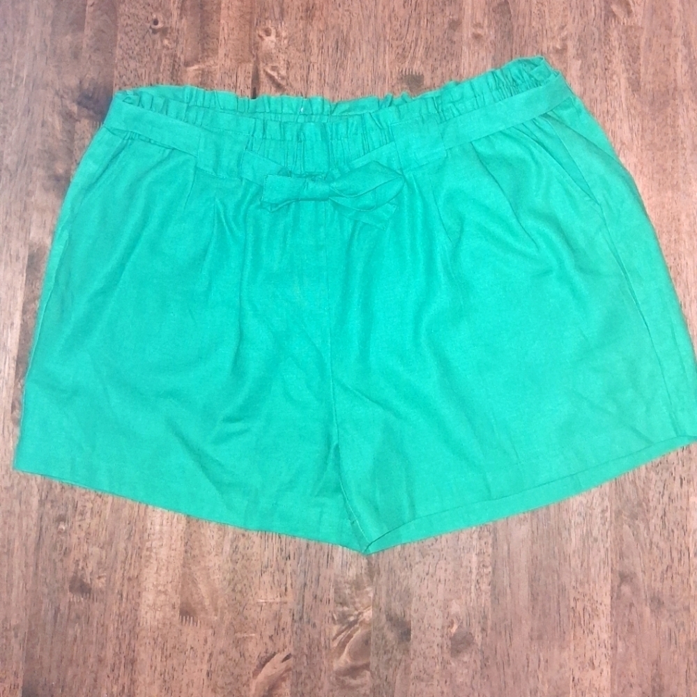 Crowned Free Linen Blend Kelly Green Elastic Waist  Paper Bag Waist XXL